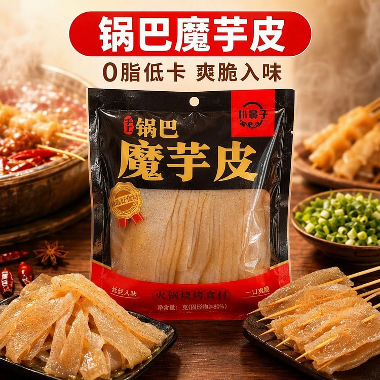 川鼻子手工锅巴魔芋皮220g火锅串串烧烤中餐食材 220 克