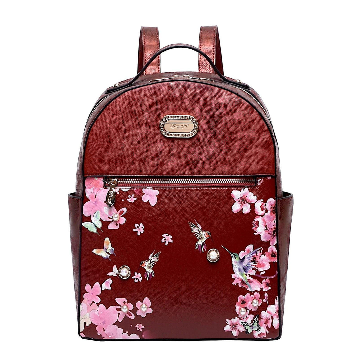 Hummingbird Crystal Laced Vegan Backpack + Wallet [KPB9558+KPC8828-BG] 1 each