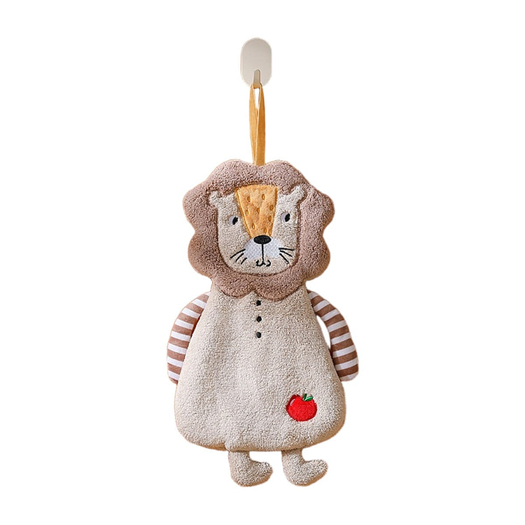 可爱动物加厚珊瑚绒挂式吸水速干擦手巾苹果狮子F 1 份