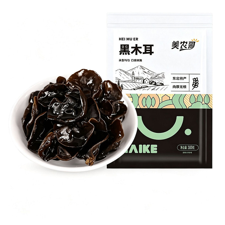 美农哥东北黑木耳黑龙江新货肉厚无根非野生特级小碗耳 100 克
