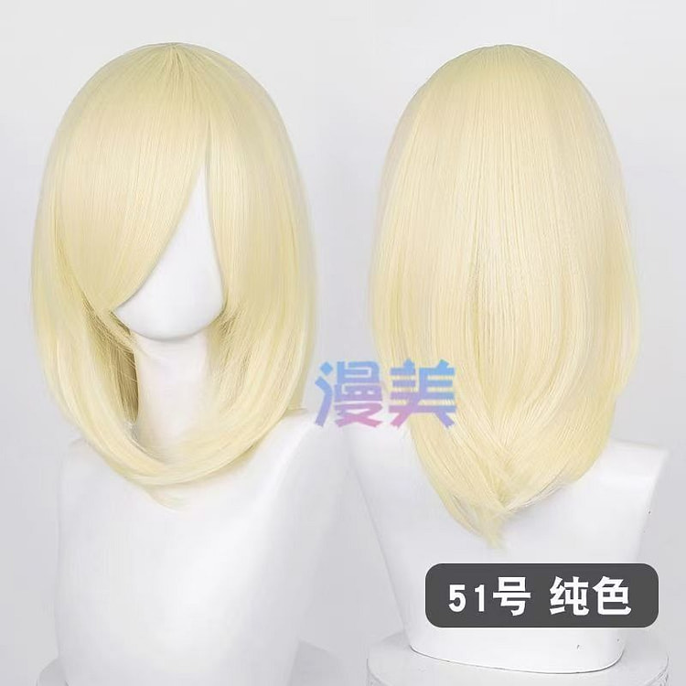 milk gold color 40cm medium-length bangs wig 1 each