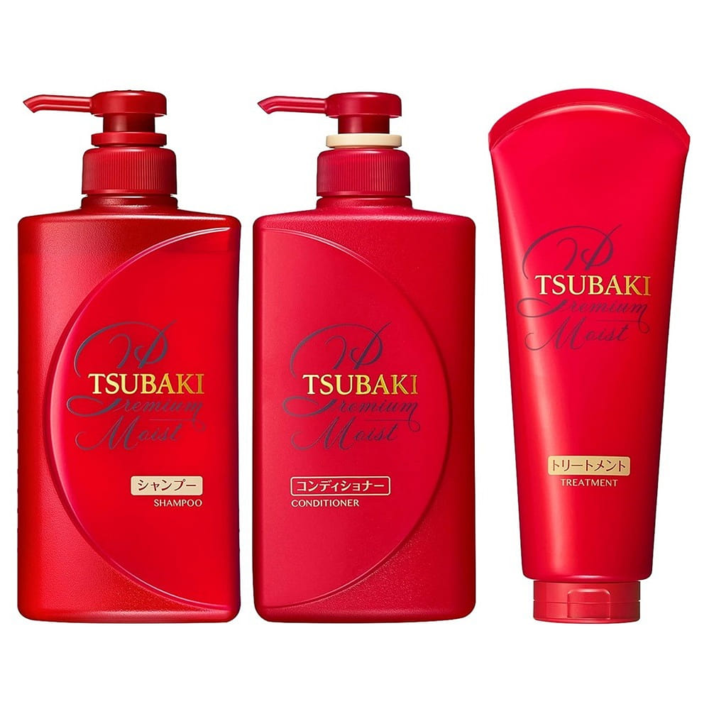 TSUBAKI Premium Moist Shampoo 490ml Conditioner 490ml and Treatment 180g Set 1 each