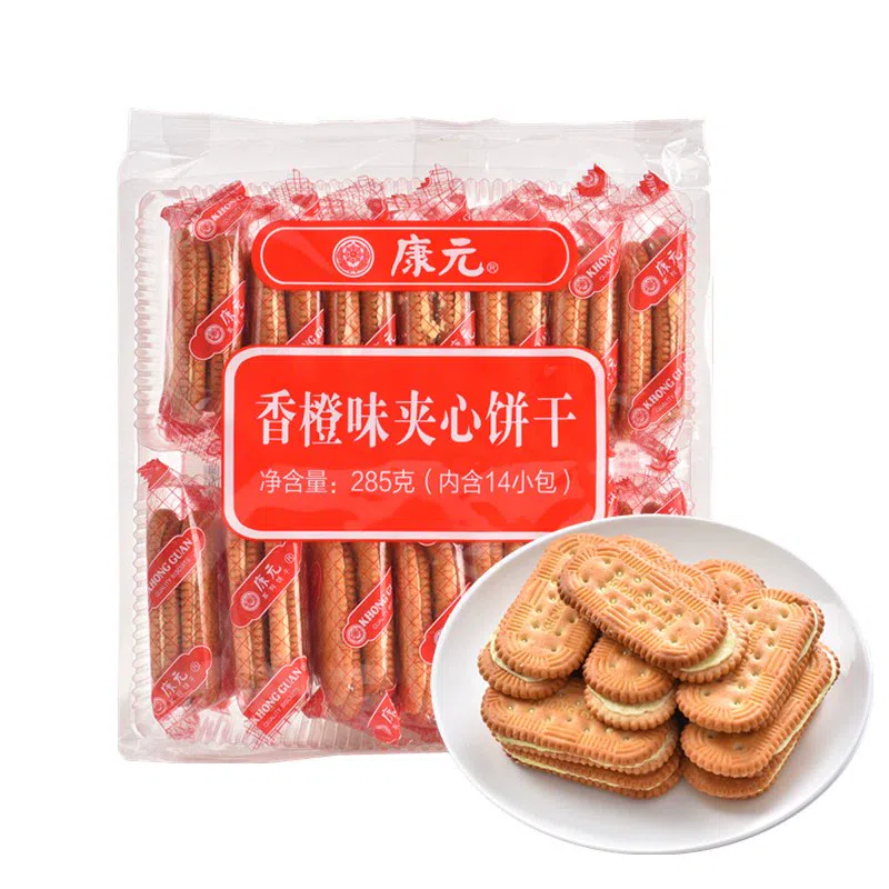 Kangyuan Orange Flavored Sandwich Biscuit 1 Bag 285 g