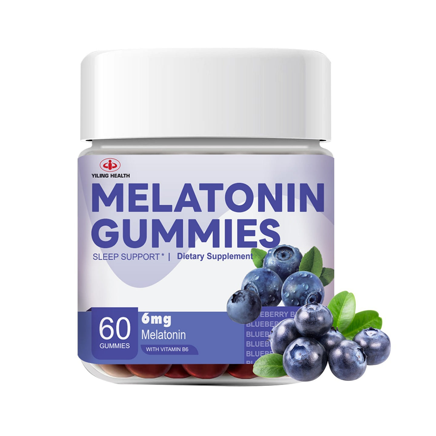 Yi Ling Melatonin Gummy improve sleep for adults blueberry flavor 60pcs/bottle 1 box