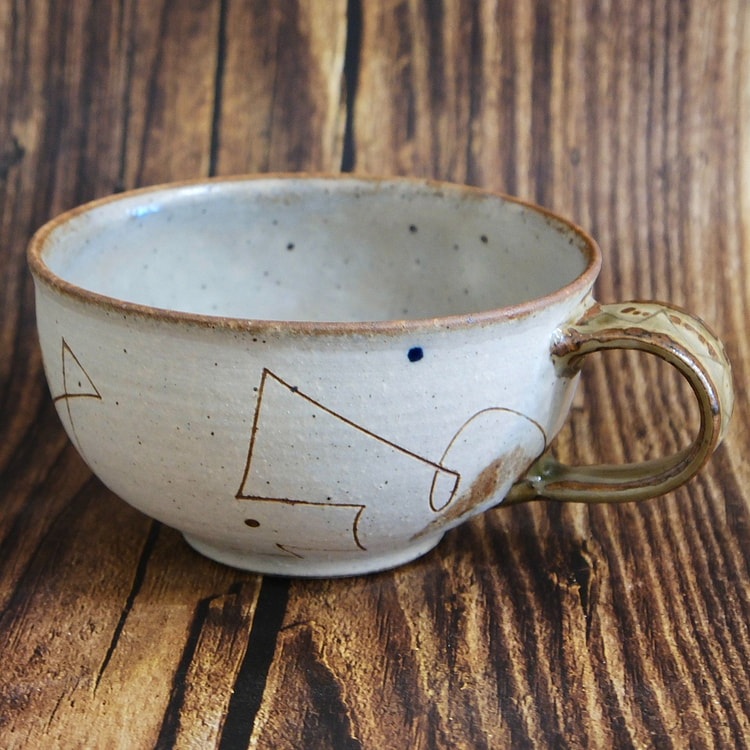日本作家 坪内孝典 500ml 汤杯 - 线条