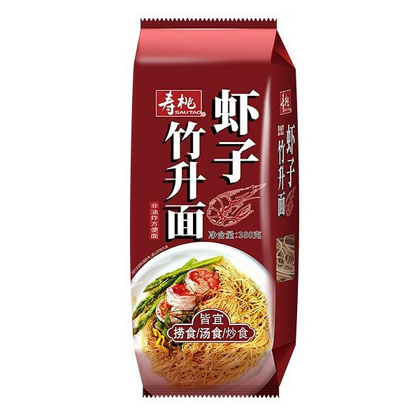 寿桃牌虾子竹升面非油炸手工云吞面无碱水380g 380 克