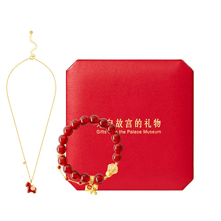 故宫淘宝马上有福红玛瑙手链项链礼盒 1 盒