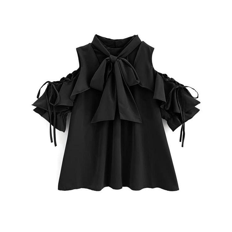 GRL Ruffle Shoulder Blouse Black F