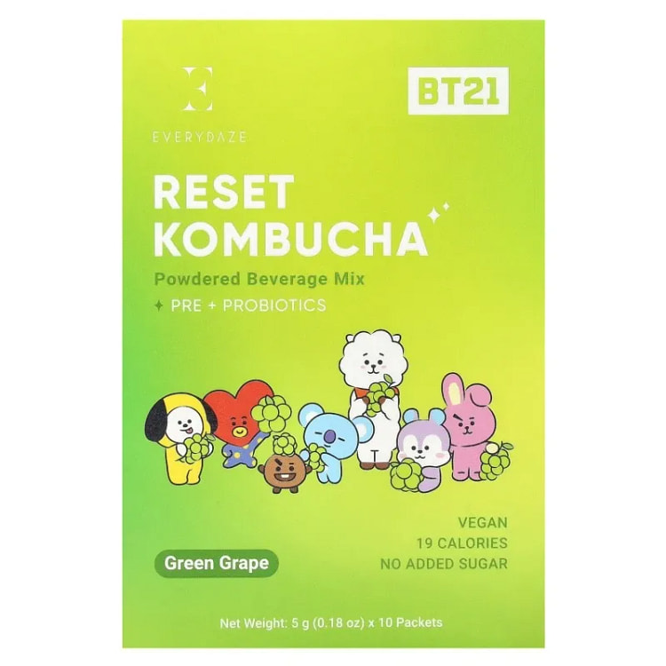 重置 康普茶，粉状饮料混合物，绿葡萄