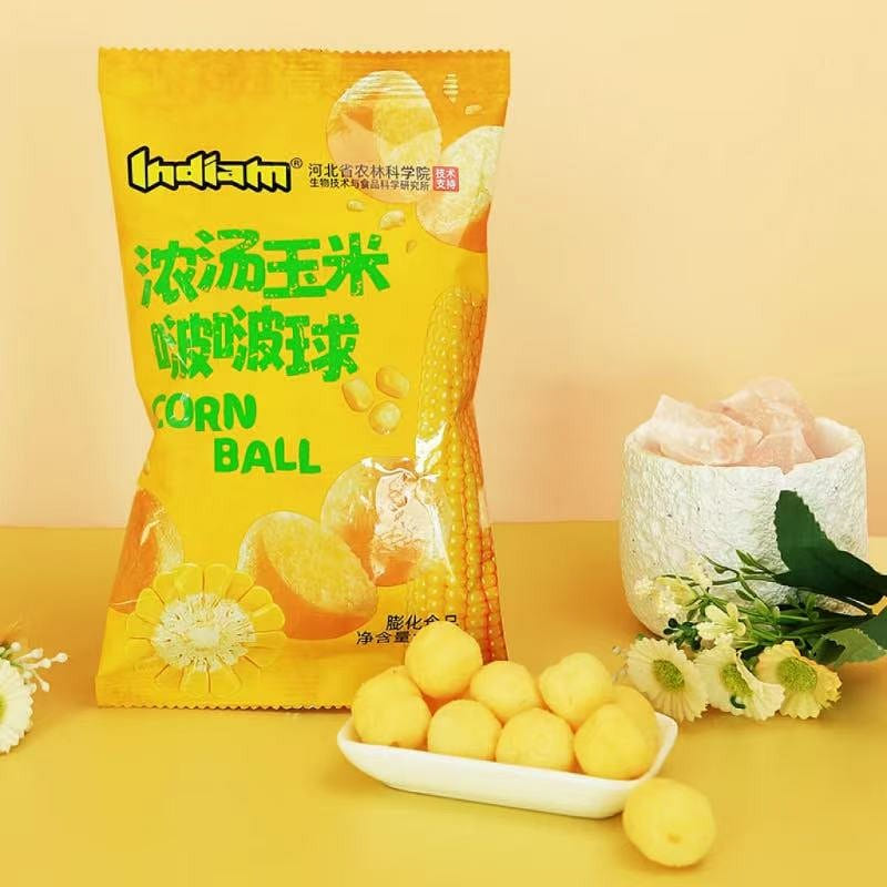 Indiam Corn Soup Flavored Puffed Balls 128 g
