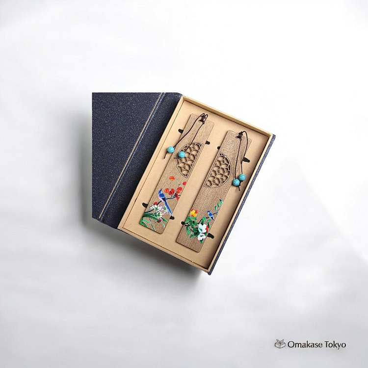 日式木质书签套装 - 花鸟图案 L 90 克