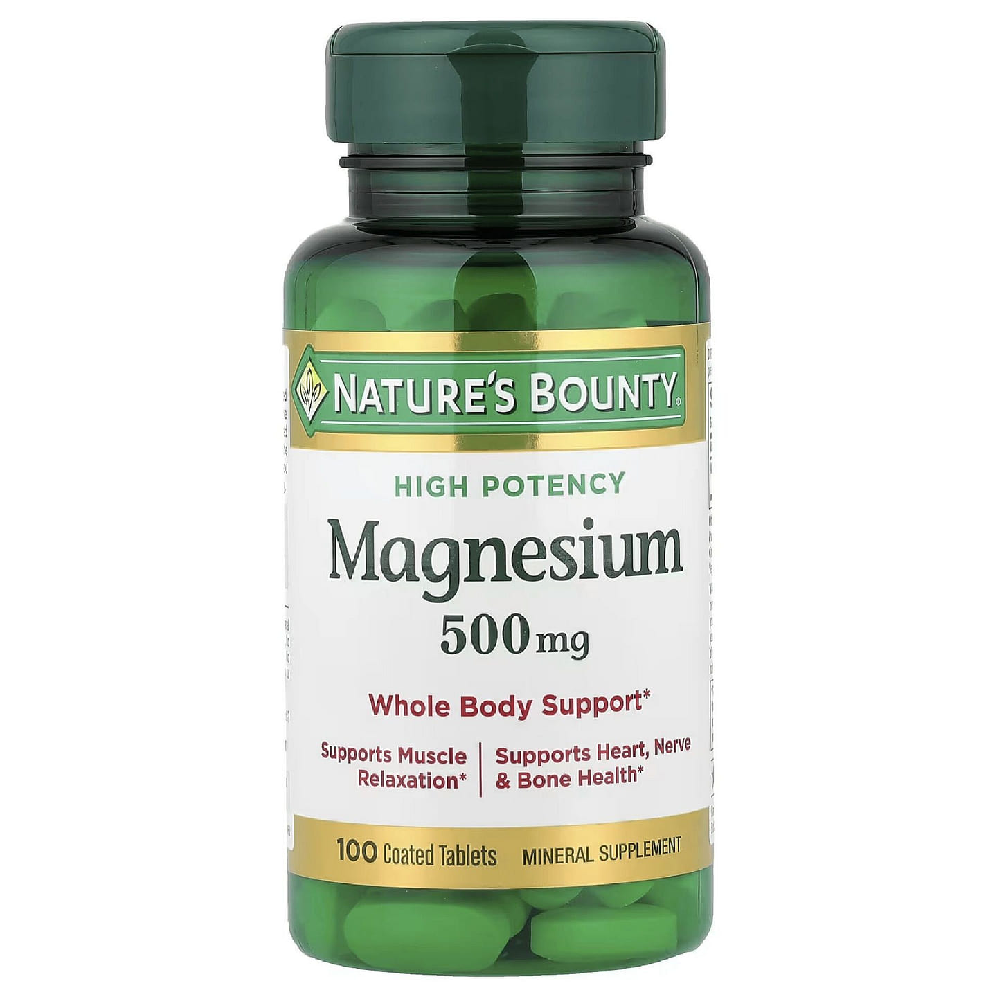 Nature’s Bounty Magnesium 500mg 100 Tablets 1 bottle