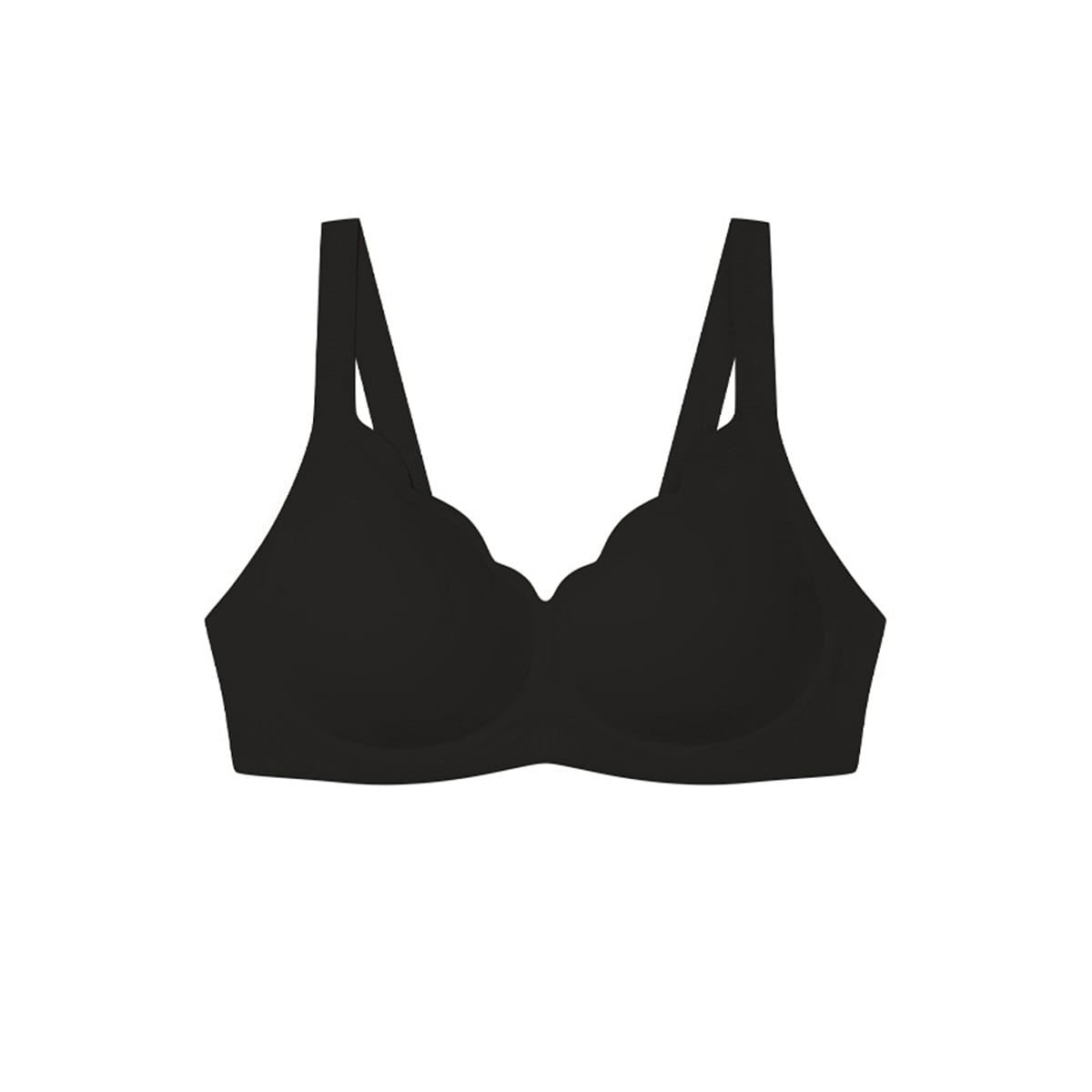 Ubras One Size Soft Support Petal Cup Bra, Deep V Wave Collar Bra- Black- L 50 g