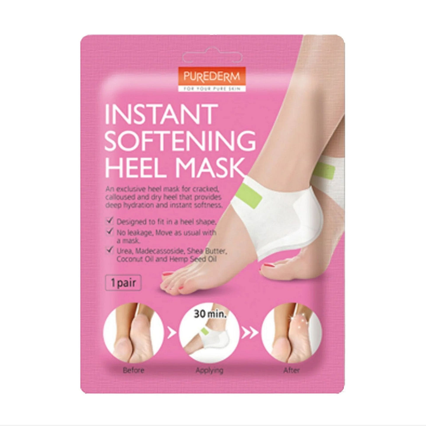PUREDERM Instant Softening Heel Mask 1 Pair – Shea Butter 1 each