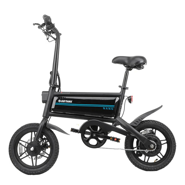 Gotrax Nano 14 英寸折叠成人电动自行车，可折叠城市自行车，黑色