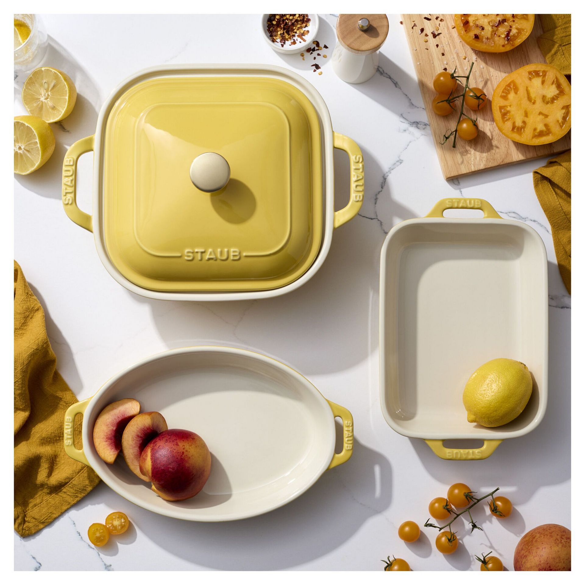 Staub Ceramic 4-pc Baking Pans Set 4-pc / Citron 1 개