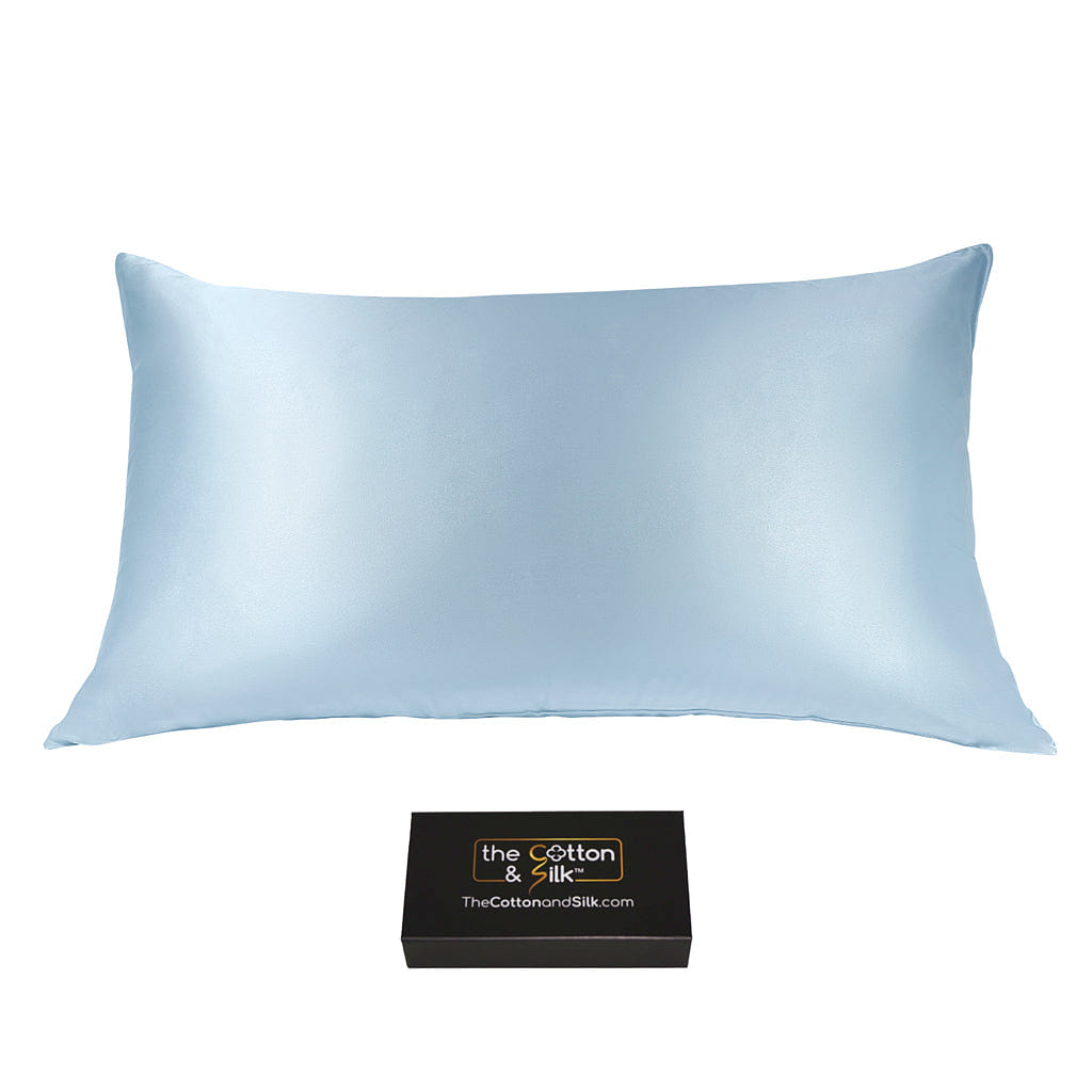 King-size 22 Momme Mulberry Silk Pillowcase, Zipper Closure, Sky Blue King (20“ x 36“) / Sky Blue 0.5 lb