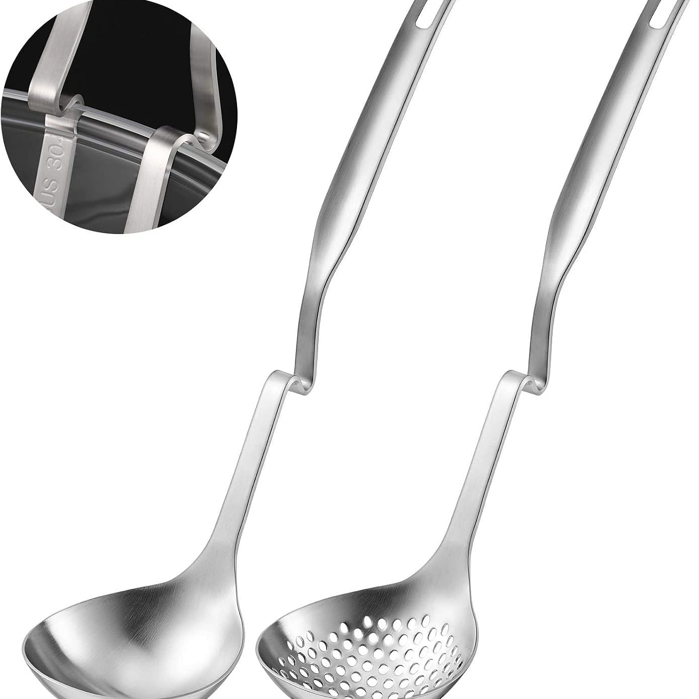 Stainless Steel Soup Ladle Set Hot Pot Slotted Lad 1 count
