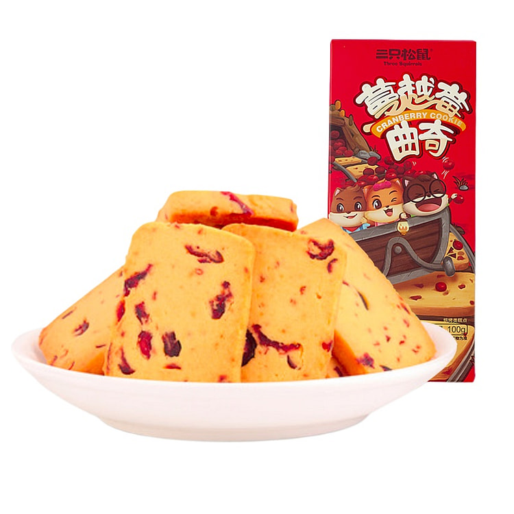 三只松鼠 切片曲奇饼干食品蔓越莓100g*1袋装