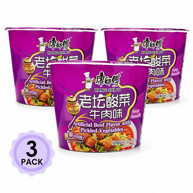 康师傅酸菜牛肉方便面 3 包 122 克