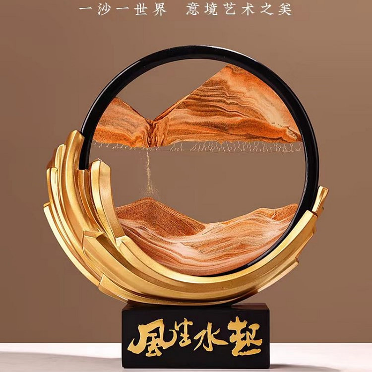 风生水起流沙画摆件 高档办公室电视柜酒柜 装饰品