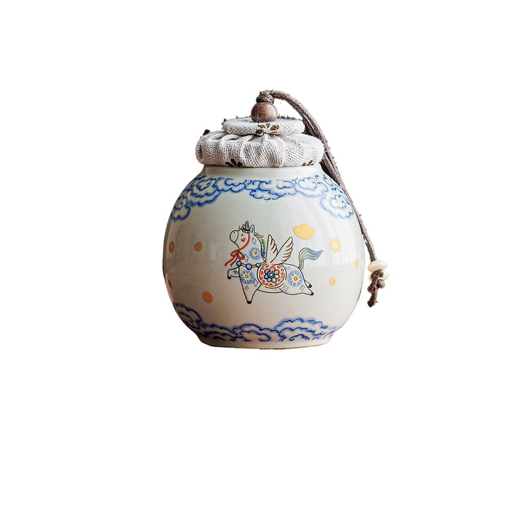 Chinese Style Horse Green Cloud Tea Pot 7.6*9.5 Cm 1 box