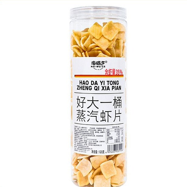 海威迩好大一桶蒸汽虾片零食解馋小吃120g 120 克
