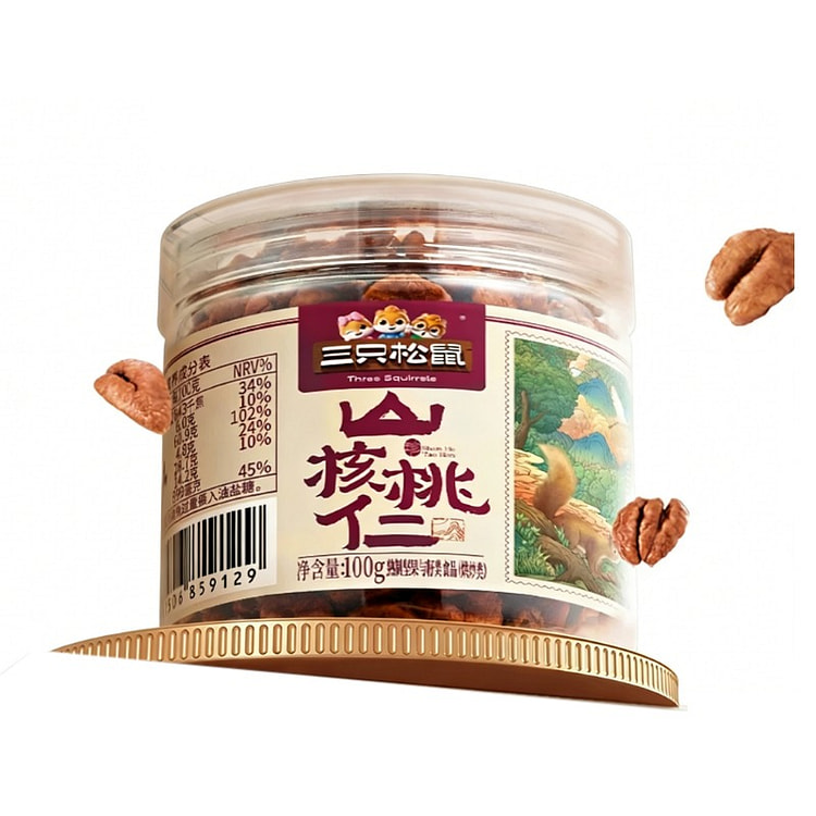 三只松鼠 临安山核桃仁大颗粒坚果 100g*1罐 100 克