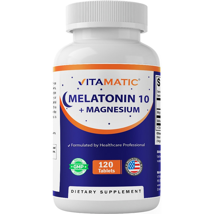 Melatonin 10 mg with Magnesium 200 mg 120 Tablets