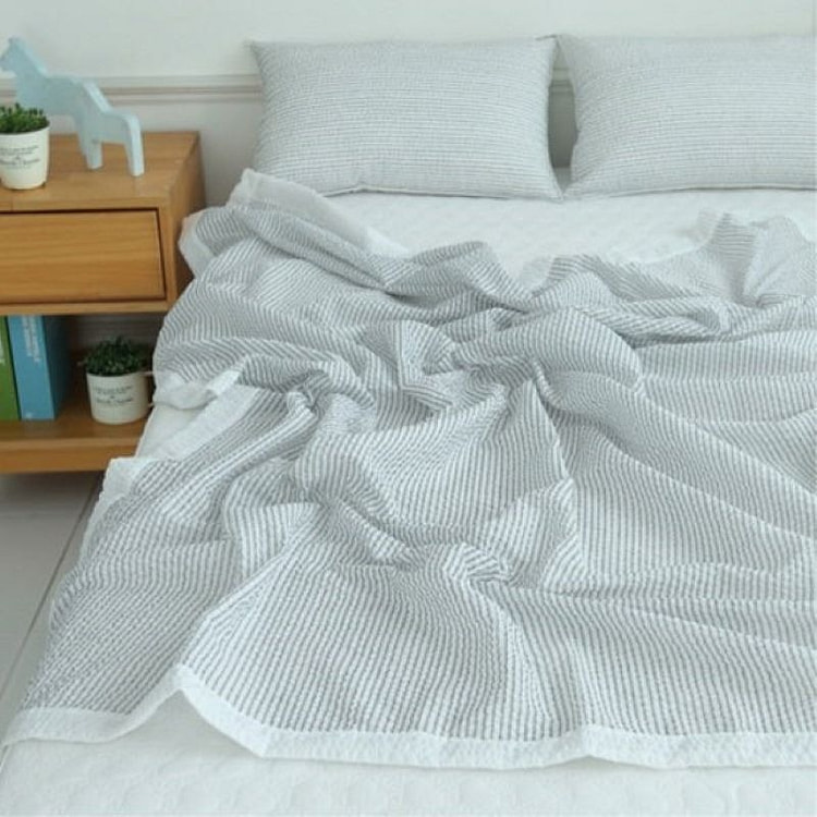 Basum Stripe Summer Lightweight Blanket - Gray
