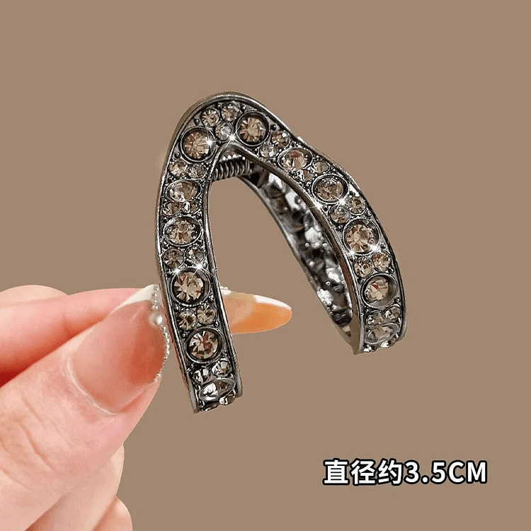 高马尾固定神器半扎丸子头发夹黑色V型闪钻马尾夹1个 50 克