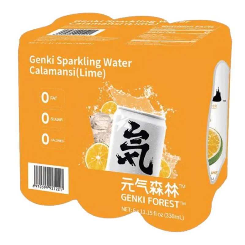 Genki Forest Sugar-Free Sparkling Water, Calamansi Lime Flavor pack of 6 1 each