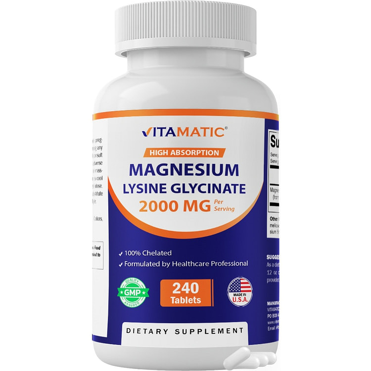 Vitamatic Magnesium as Glycinate Lysinate, 240 tab