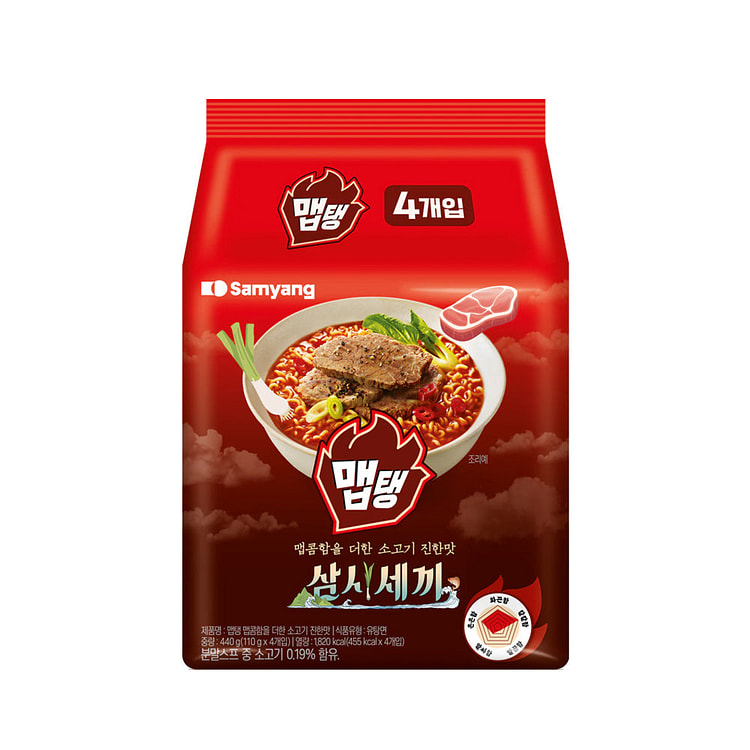 삼양 삼시세끼 맵탱 매콤소고기라면 110g*4개
