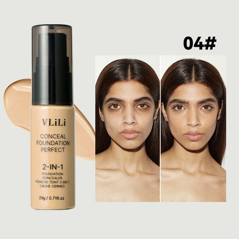 2-in-1 6-Shade Liquid Foundation Conceals Acne #04 1 count