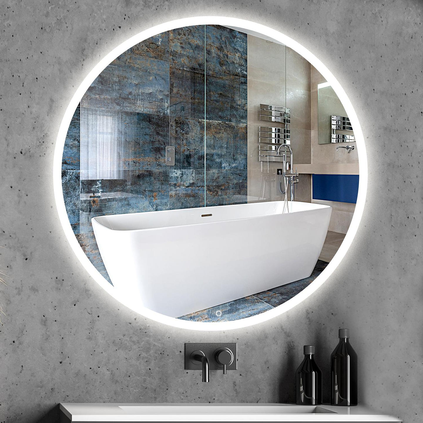 24 in. W x 24 in. H Round Frameless LED Light Bathroom Vanity Mirror 1 count