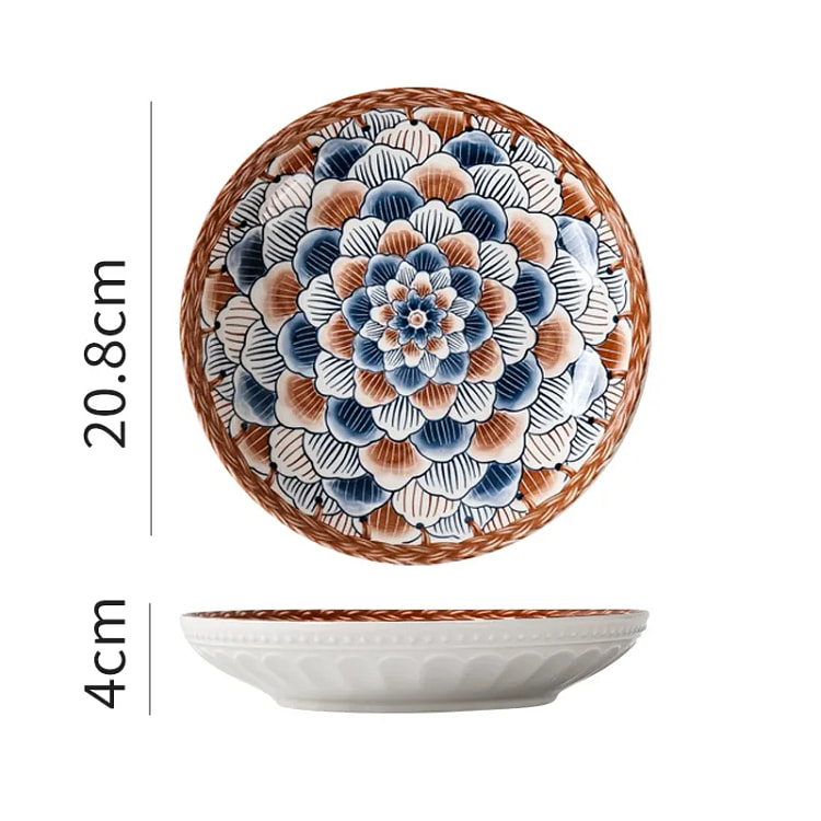 日式复古陶瓷盘子 餐盘8” 玫瑰