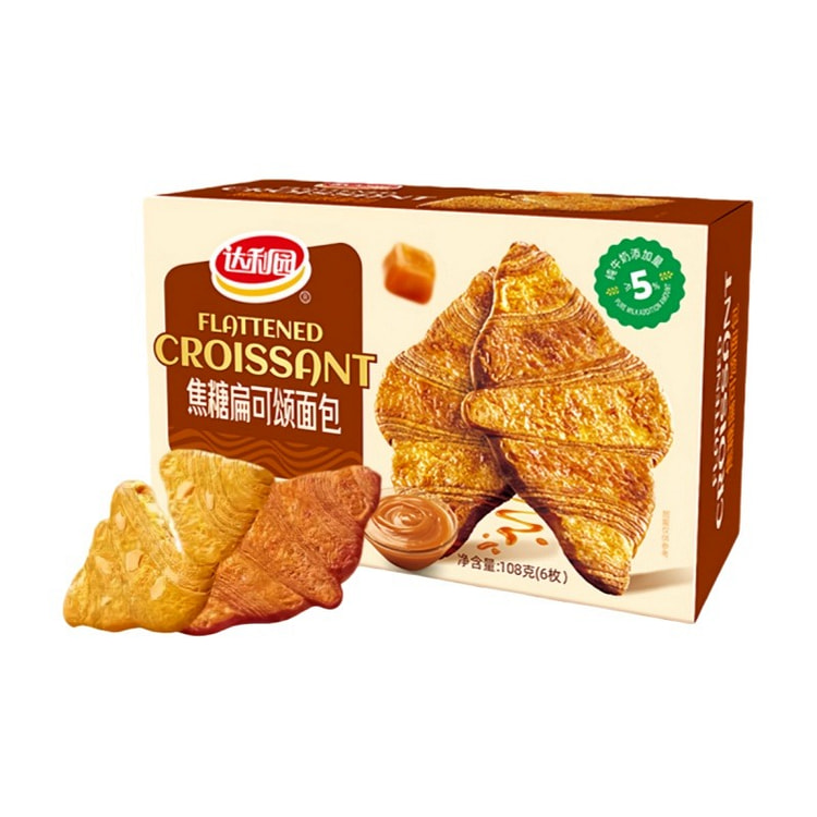 达利园 烘焙扁可颂 酥脆压扁牛角包-焦糖味 1 盒