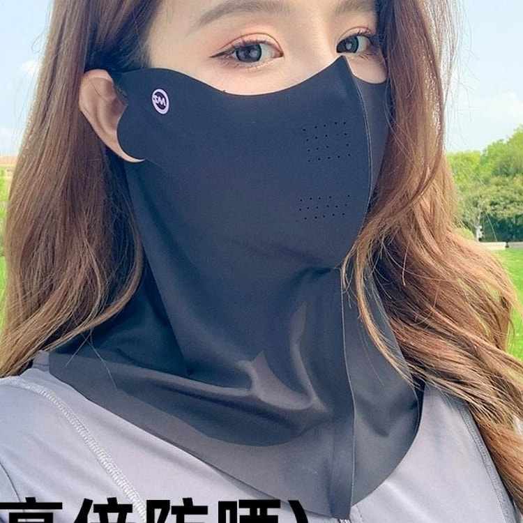 丝防晒口罩女透气孔3D 无痕面罩 黑色 1个