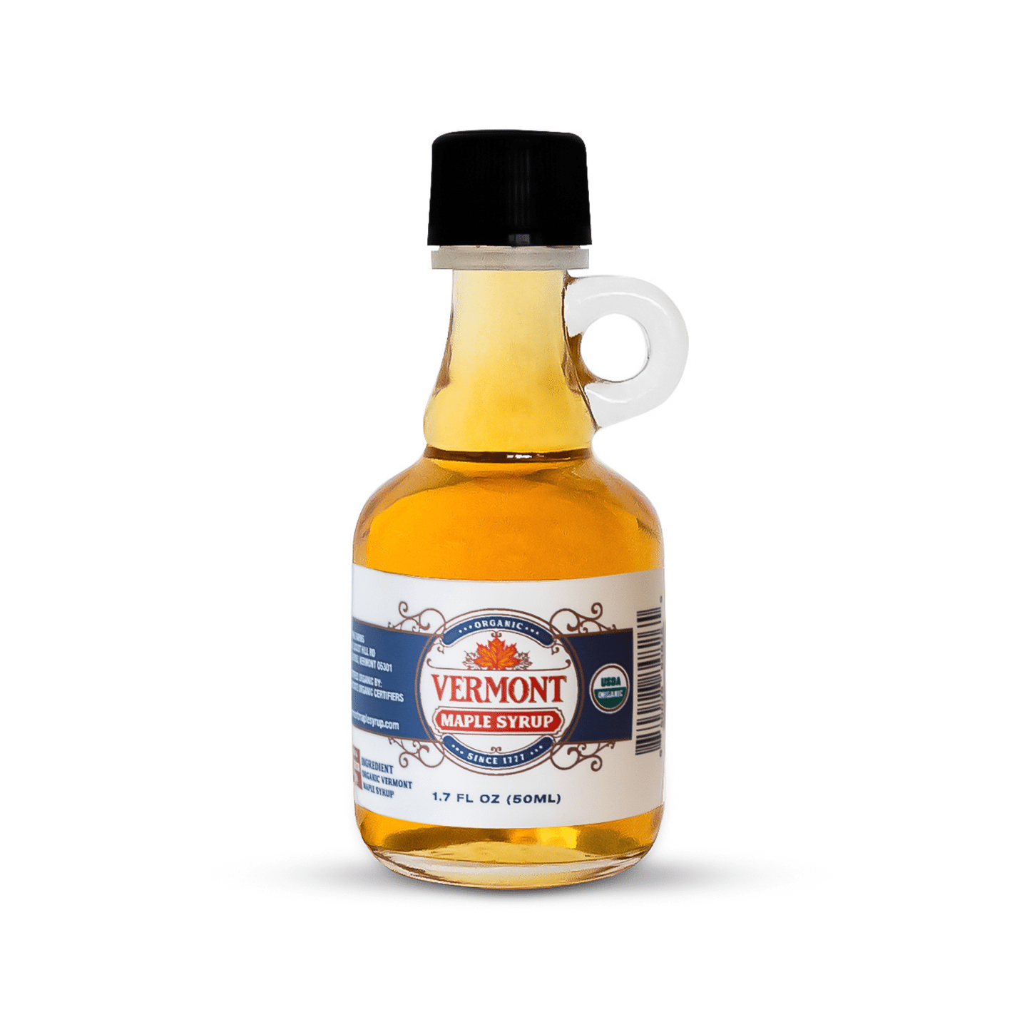 Amber Organic Vermont Maple Syrup – Glass Nip Bottle 1.7 oz / Single 4.8 oz