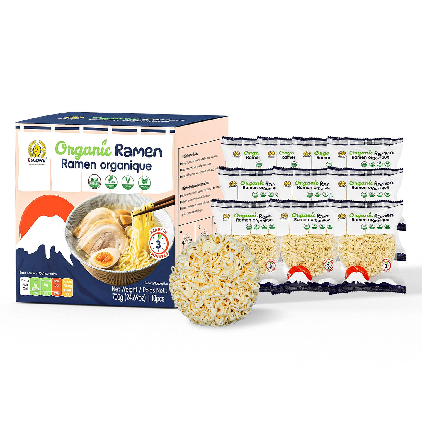 SUNGIVEN Organic Low Sodium Ramen 10 Packs 700g 24.69 온스