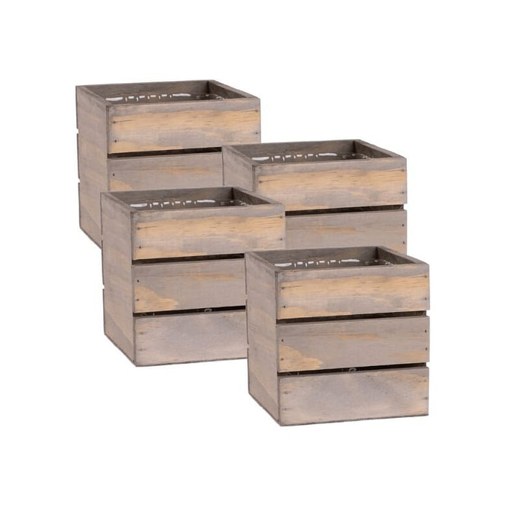 Hộp trồng cây gỗ kiểu thùng rượu vang vuông 5 inch 4 count