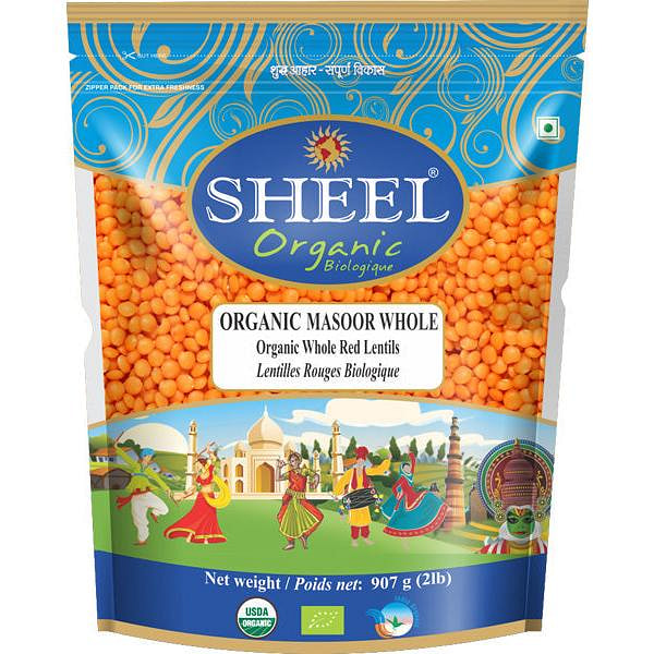 Organic Masoor Whole Malka / Red Football Lentil - 2 Lb (907g)
