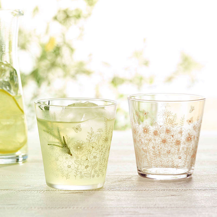 Toyo-sasaki 340ml Flower Glass Cup Set (Gift Box)