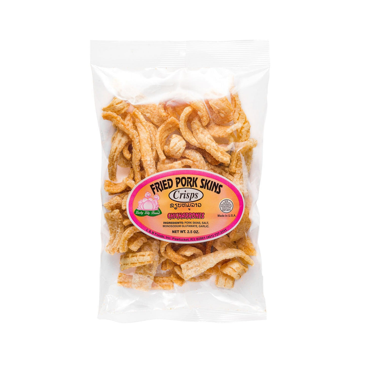 Lucky Lily Brand Fried Pork Skins Crisps (Regular) 1 each