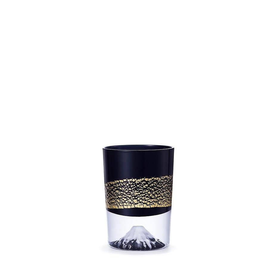[WITH CERTIFICATE] Tajima glass Gold leaf Fuji cup Black2.2in×2.2×2.9in 1 count