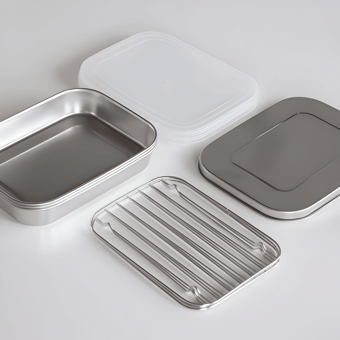 Shimomura Stainless Steel Trays, Oil Drain Racks and Lids (Set of 3, 10 Pieces) 1 case