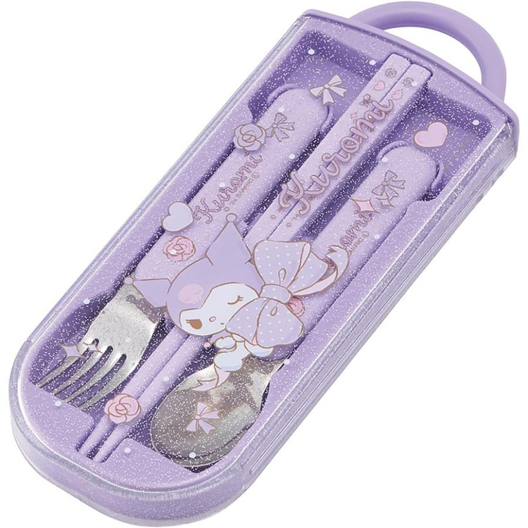 Skater Kuromi chopsticks, fork and spoon set