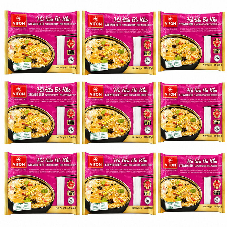 【9包装】VIFON越南牛肉炖米粉 2.29 盎司*9 包
