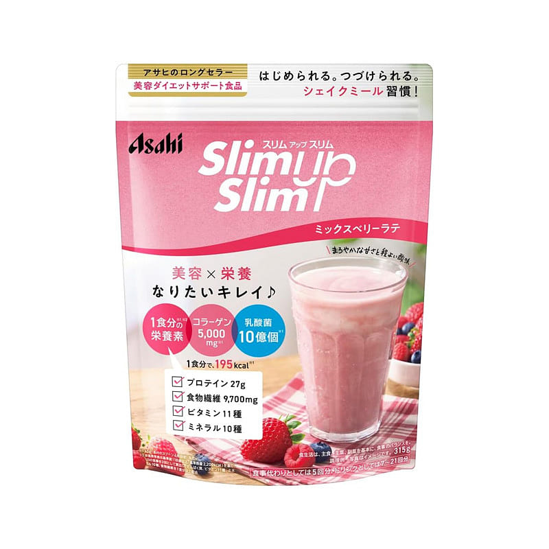 スリムアップスリム 乳酸菌+スーパーフードシェイク ミックスベリーラテ 315g コラーゲン・プロテイン・ビタミン・ミネラル・食物繊維配合|アサヒグループ食品 360 g